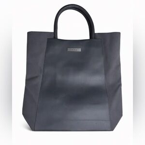 Vintage 90's Tumi Emeline Leather Nylon Tote Bag Gray Neoprene Large Travel